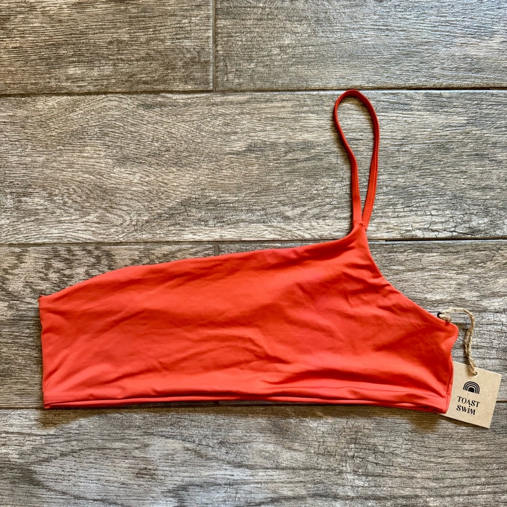 NWT Toast Swim Signature One Shoulder Unlined Bikini Top Sz XL Burnt Orange